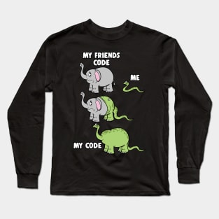 My Friends Code And Me Snake Eating Elephant Long Sleeve T-Shirt
